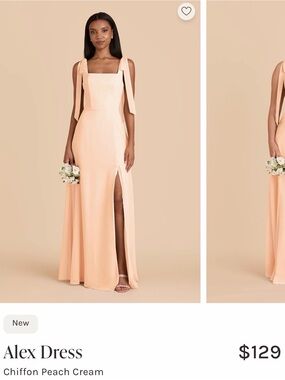 Birdy Grey Alex Dress in Peach Cream — Tie-Shoulder Chiffon Gown